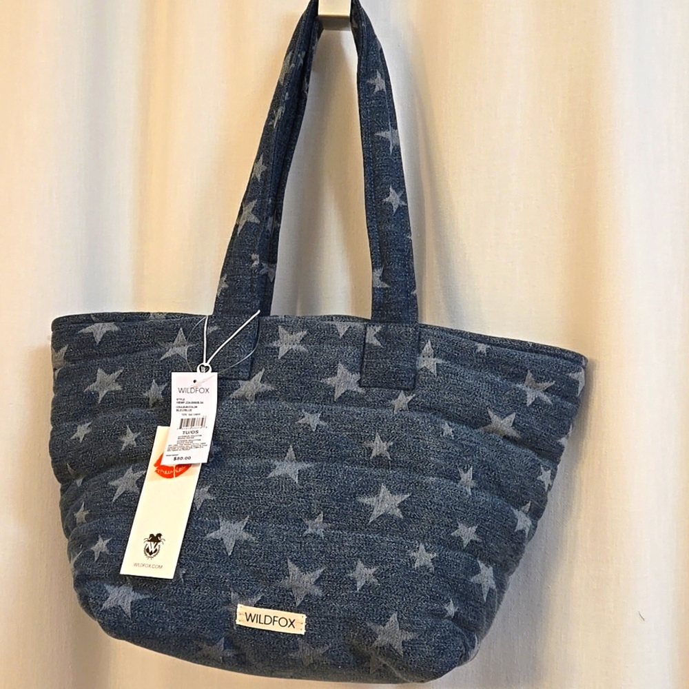 Wildfox Blue Star-Print Quilted Tote Bag